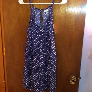 Romper - Blueish Purple w White polka dots/ Size S